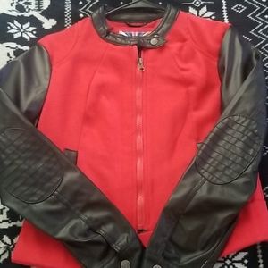 Womens Red Wool/ Leather Jacket